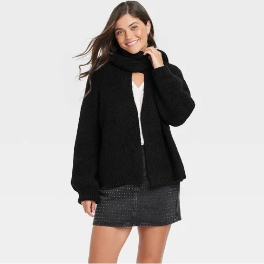 SOLD Universal Thread NWT Black Scarf Cardigan Sweater